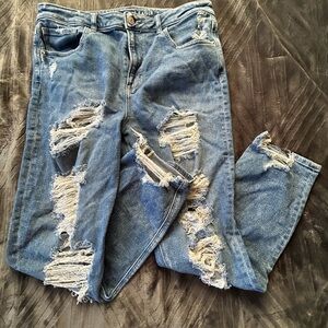 American Eagle Outfitters Ripped Blue Boyfriend Jeans